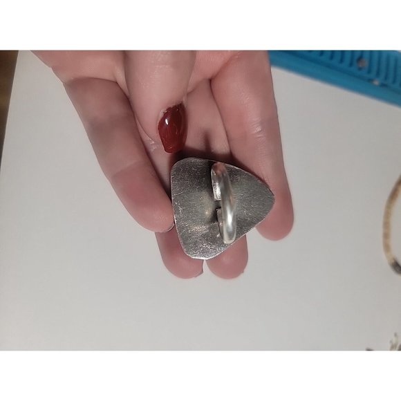 Native AMERICAN AGATE HIPPIE TRIANGLE BIKER RING! - Picture 13 of 16